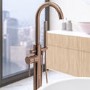 GRADE A2 - Brushed Bronze Freestanding Bath Shower Mixer Tap - Arissa