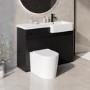 1100mm Black Toilet and Sink Unit Right Hand with Round Toilet and Black Fittings - Bali