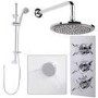 Eco Slide Shower Rail Kit with EcoStyle Triple Valve, 200mm Head, Wall Outlet, Filler & Overflow