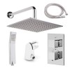 EcoCube Dual Valve with Handset, 200mm Square Shower Head &amp; Wall Outlet