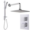 Quadro Slide Shower Rail Kit with EcoCube Dual Valve, 200mm Square Head &amp; Wall Outlet 