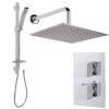 Quadro Slide Shower Rail Kit with EcoCube Dual Valve, 250mm Square Head &amp; Wall Outlet 