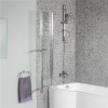 Dee 1675mm Left Hand P-Shaped Shower Bath with 6mm Curved Screen 