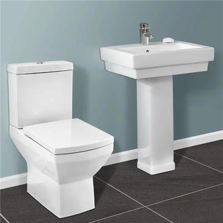 Tabor Close Coupled Toilet & Turin Full Pedestal Two Piece Suite
