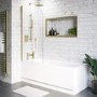 Single Ended Shower Bath with Front Panel & Brushed Brass Screen 1800 x 800mm - Alton