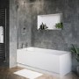 Single Ended Shower Bath with Front Panel & Hinged Chrome Bath Screen 1700 x 700mm - Rutland