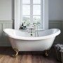 Freestanding Double Ended Roll Top Bath with Brushed Brass Feet 1750 x 740mm - Park Royal