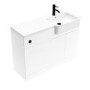 1100mm White Toilet and Sink Unit Right Hand with Round Toilet and Black Fittings - Bali