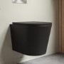 Matt Black Wall Hung Rimless Toilet with Soft Close Seat - Verona