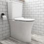Indiana Rimless Comfort Height CC WC and Soft Close Slim Seat and Detroit Wall Hung Basin Suite