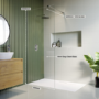 1400 x 900mm Chrome Walk in Shower Enclosure Suite with Ashford Toilet and Basin