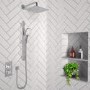 Chrome Dual Outlet Wall Mounted Thermostatic Mixer Shower  with Hand Shower - Cube