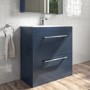 800mm Blue Freestanding Vanity Unit with Basin and Chrome Handle - Ashford