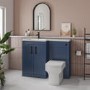1100mm Blue Toilet and Sink Unit Left Hand with Square Toilet and Black Fittings - Ashford