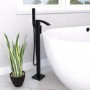 Black Freestanding Bath Shower Mixer Tap - Wave
