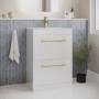 600mm White Freestanding Vanity Unit with Basin and Brushed Handle - Ashford