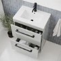 600mm Grey Freestanding Drawer Vanity Unit with Basin and Black Handle - Ashford