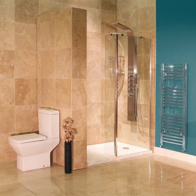 1400 x 900 Walk in Shower Enclosure - 800mm Screen with 250mm Return Screen & Shower Tray