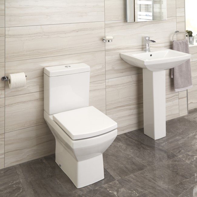 Tabor 56 Close Coupled Toilet and Full Pedestal Basin Suite