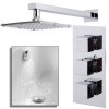 Cube Triple Valve with 175mm Square Shower Head, Wall Arm, Filler &amp; Overflow