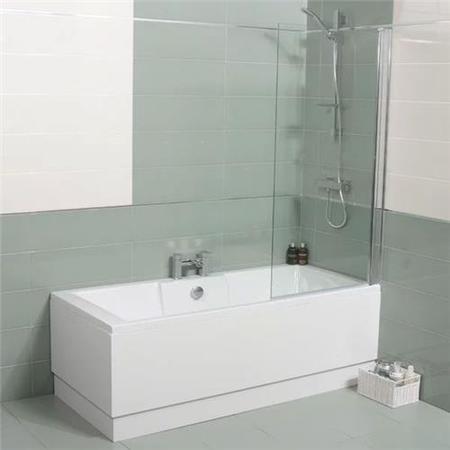 Tabor 1700 x 700 Straight Shower Bath with 6mm Hinged Screen