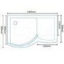 6mm 1400 x 900 Curved Left Hand Walk In Enclosure with Shower Tray