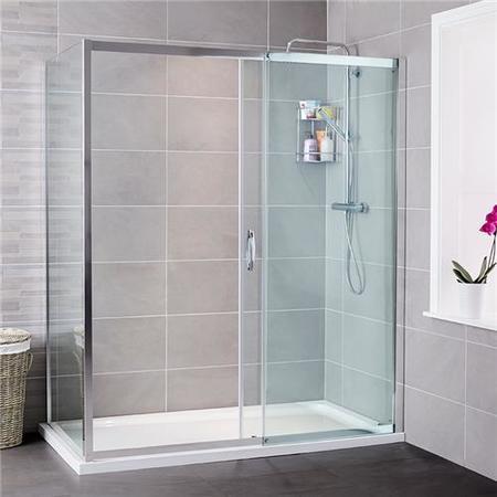 1400 x 800mm Sliding Door Shower Enclosure 8mm Glass - Aquafloe Iris