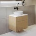 650mm Wooden Fluted Wall Hung Countertop Vanity Unit with Round Basin - Matira
