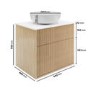 650mm Wooden Fluted Wall Hung Countertop Vanity Unit with Round Basin - Matira