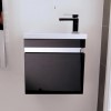 420mm Wall Hung Vanity Basin Unit - Black Single Door Storage - Vigo Range