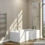 GRADE A1 - L Shape Shower Bath Left Hand with Front Panel & Bath Screen 1700 x 750mm - Yale