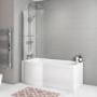 Chrome Pivot P Shaped Shower Bath Screen 1368 x 732mm