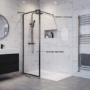 700mm Black Framed Wet Room Shower Screen - Zolla