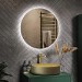 GRADE A1 - Round Backlit LED Bathroom Mirror with Demister 600mm -Luna