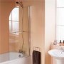 Curved Hinged Bath Shower Screen H1435 x W770mm with Towel Rail