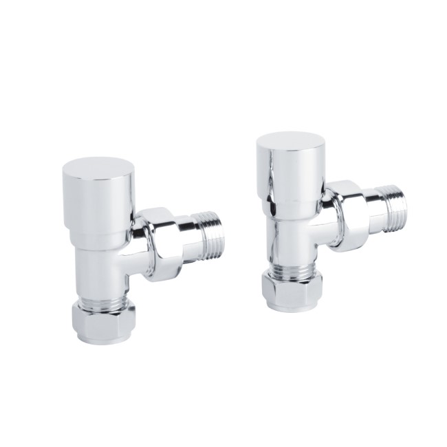 Angled Chrome Radiator Valves - for pipework that comes from the wall