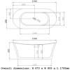 Freestanding Double Ended Slipper Bath 1700 x 800mm - Torrelino