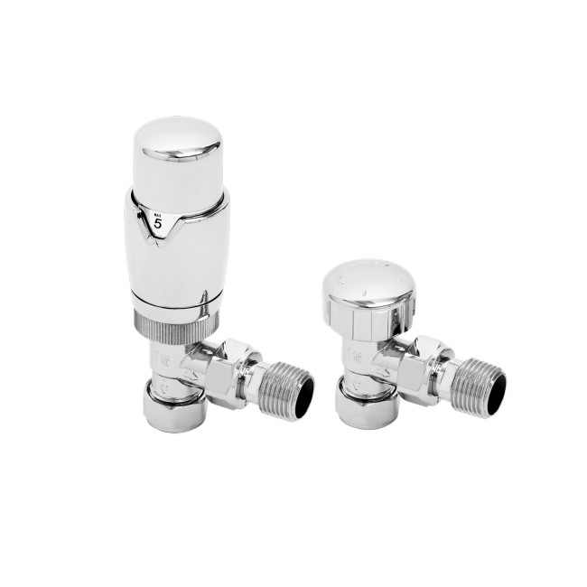 Thermostatic Angled Chrome Radiator Valves- For Pipework Which Comes From The Wall