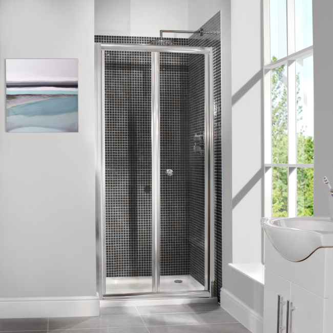 Bi-Fold Shower Door - 700mm - 6mm Glass - Aquafloe