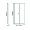 Bi-Fold Shower Door - 900mm - 6mm Glass - Aquafloe