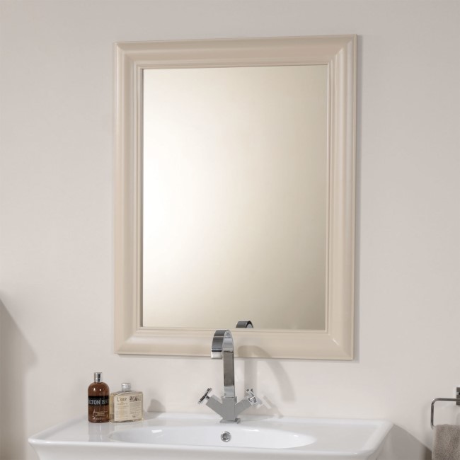 Cream Gloss Frame Bathroom Mirror 900 x 700mm - Valencia