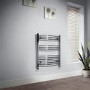 Curved Chrome Heated Bathroom Towel Rail - 760 x 500mm 