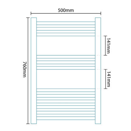 Curved Chrome Heated Bathroom Towel Rail - 760 x 500mm