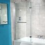 L-Shaped Hinged Bath Shower Screen H1435 x W796mm with Towel Rail