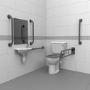 Close coupled Doc M toilet pack steel exposed fixings grey