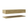 1200mm Oak Wall Hung Countertop Shelves - Lugo
