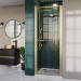 GRADE A1 - 900mm Brushed Brass 8mm Hinged Shower Door - Pavo 