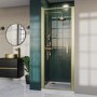 GRADE A1 - 900mm Brushed Brass 8mm Hinged Shower Door - Pavo 