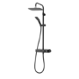 Triton Black Push Button Thermostatic Mixer Bar Shower with Square Overhead & Hand Shower