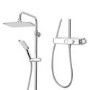 Triton Chrome Push Button Thermostatic Mixer Bar Shower with Square Overhead & Hand Shower